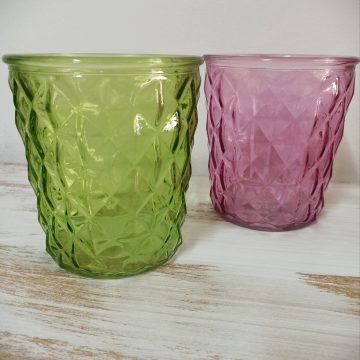 colorful glass vase, green vase, pink vase