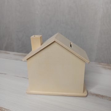 wooden house money box